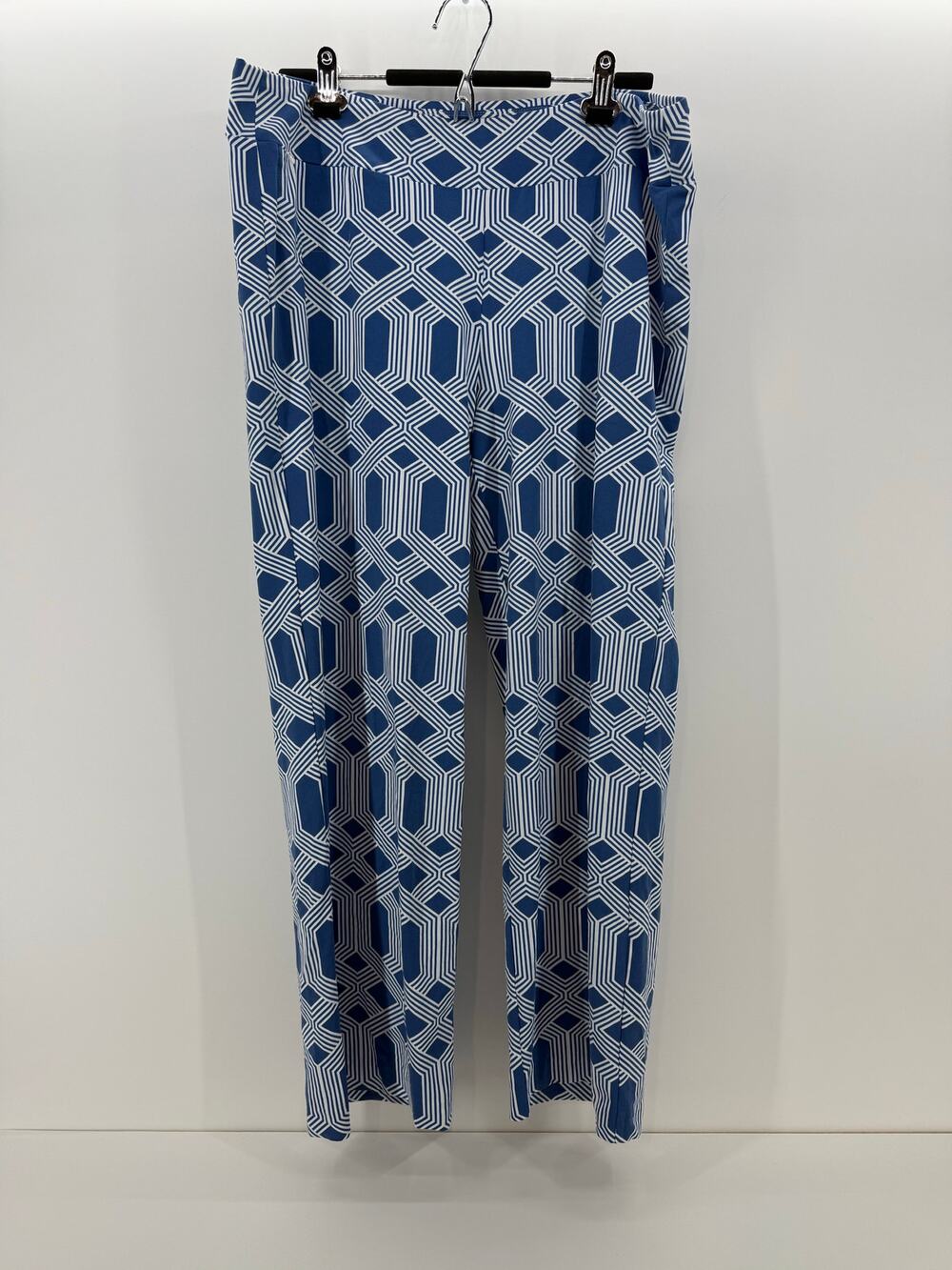 J. McLaughlin Women's Blue/White Geometric Pants Zip Pocket size XL